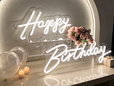 Happy Birthday neon letter for family to celebrate birthday